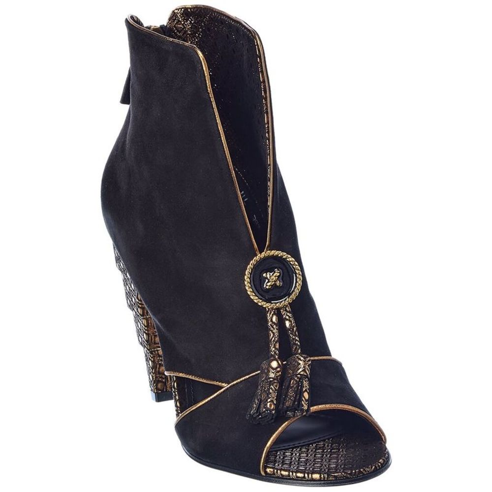 Salvatore Ferragamo Agatha Suede Bootie, Black